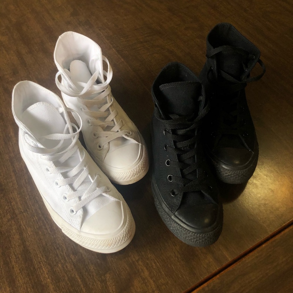 Converse high tops monochrome white black 7.5